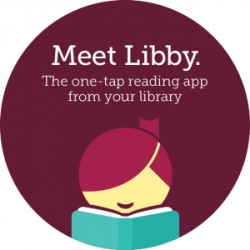 A girl with hair over her eyes reads a book and smiles. Meet Libby the one-tap reading app from your library