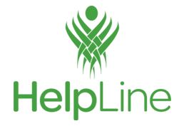 HelpLine logo in green.